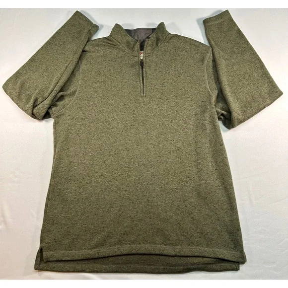 Wrangler Authentics Mens Quarter Zip Fleece Pullover Olive Green MTTH52213 L - Picture 1 of 7